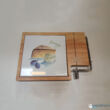 Fa sajttál kerámia betétes+szeletelő 23x33x1,5 cm