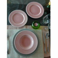 LUXE kerámia étkészlet 18 részes rózsaszín-szürke