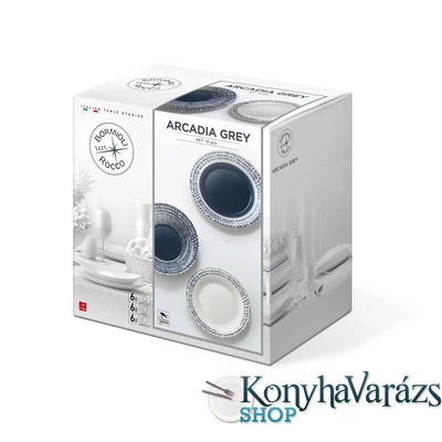 Arcadia Grey 18 részes üveg étkészlet-Bormioli