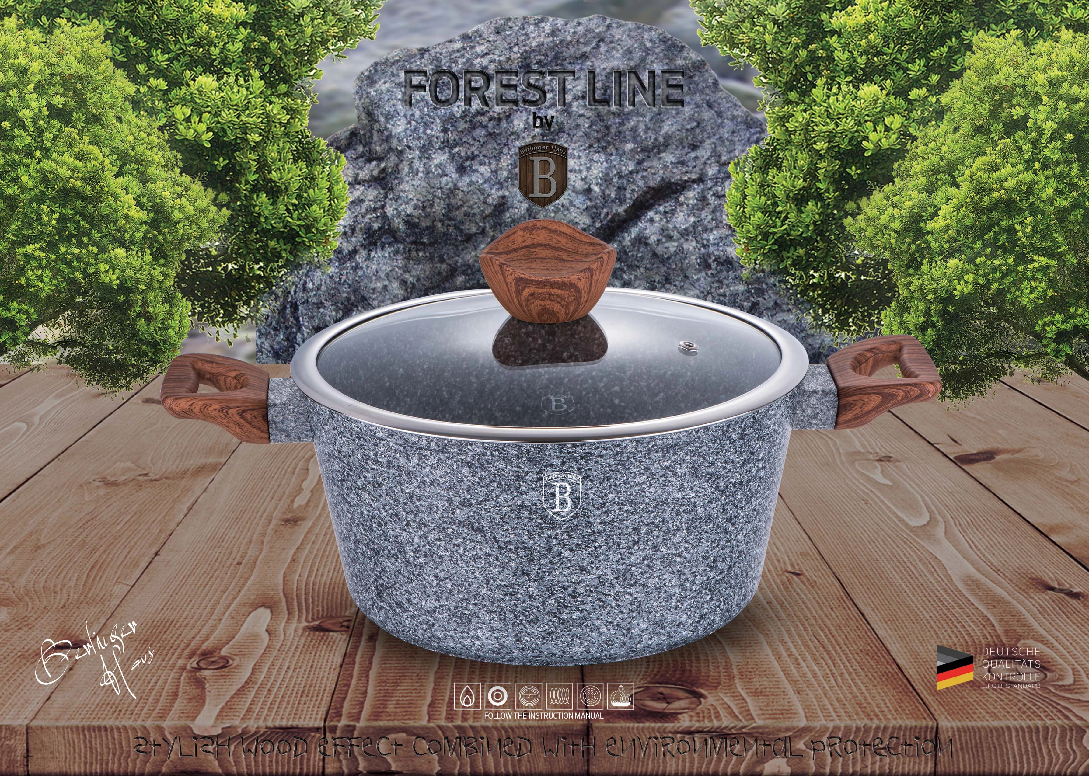 Forest Line lábos+fedő, indukciós, 20 cm-es,kőhatású